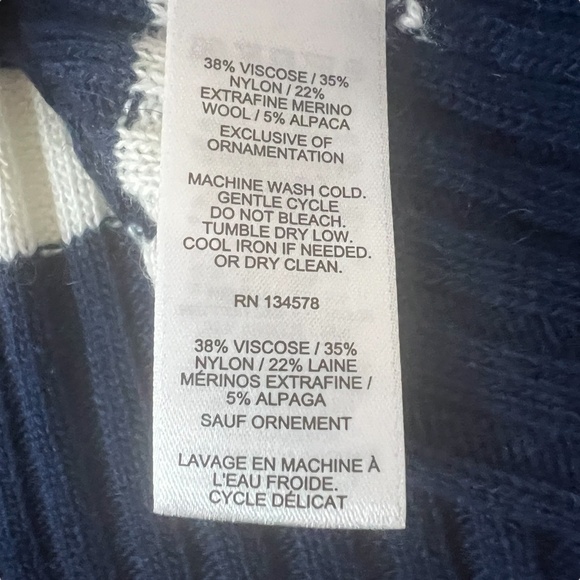 Vineyard Vines Mock Neck Striped Sweater Dress Sz Med Wool Blend Nautical Preppy - Picture 6 of 10